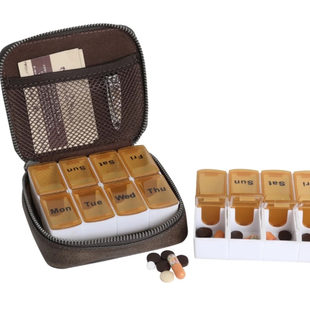 Montana West Genuine Leather Pill Box Travel Organizer/ Zippered Case - Picture 2 of 3